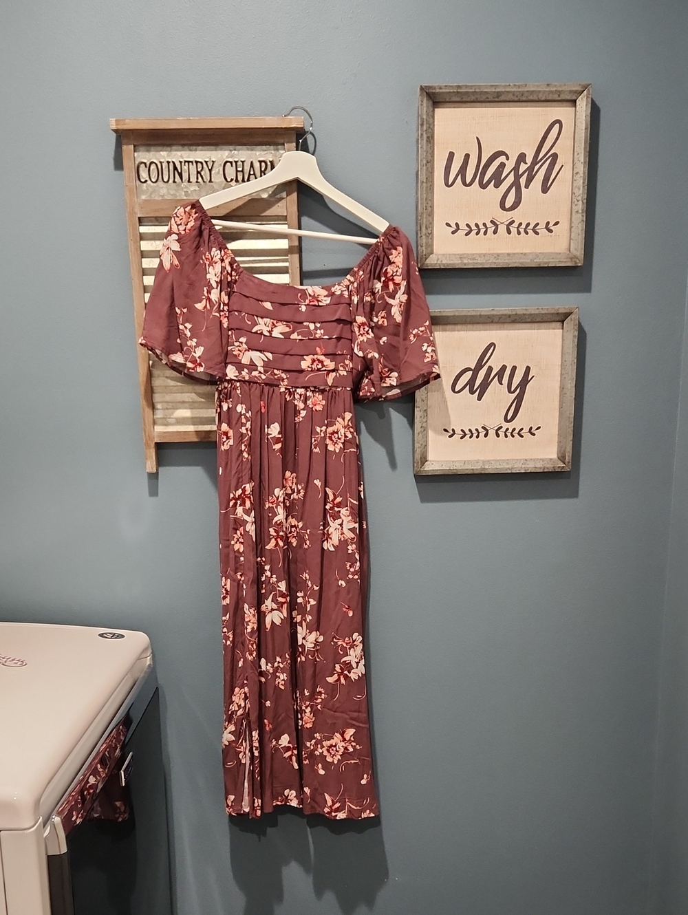 Maurices Dusty Rose Floral Off-Shoulder Maxi Dress